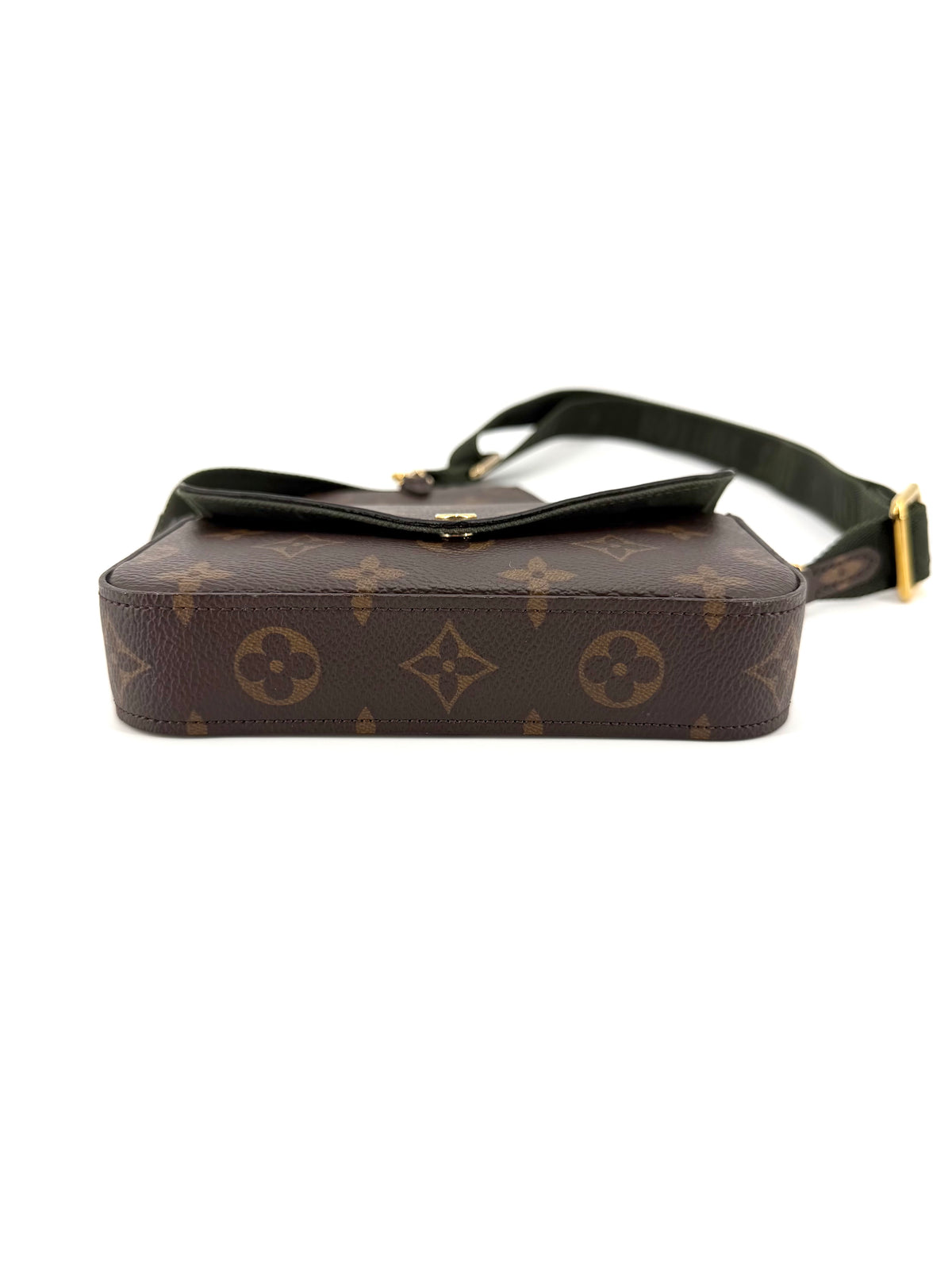 Pre-Owned Louis Vuitton Strap & Go Monogram Canvas Crossbody Bag Green Strap with Detachable Pouch