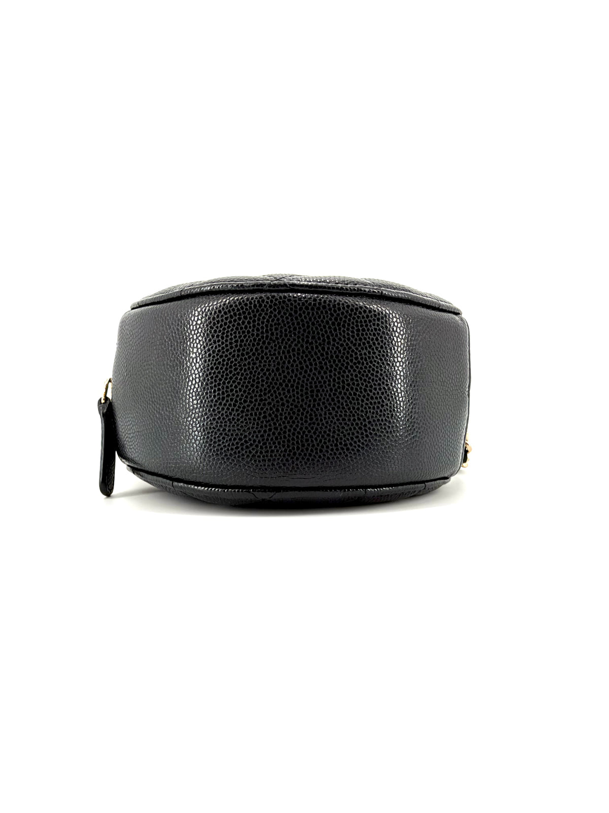 Pre-Owned Chanel Mini Round Black Quilted Caviar Leather Crossbody Bag