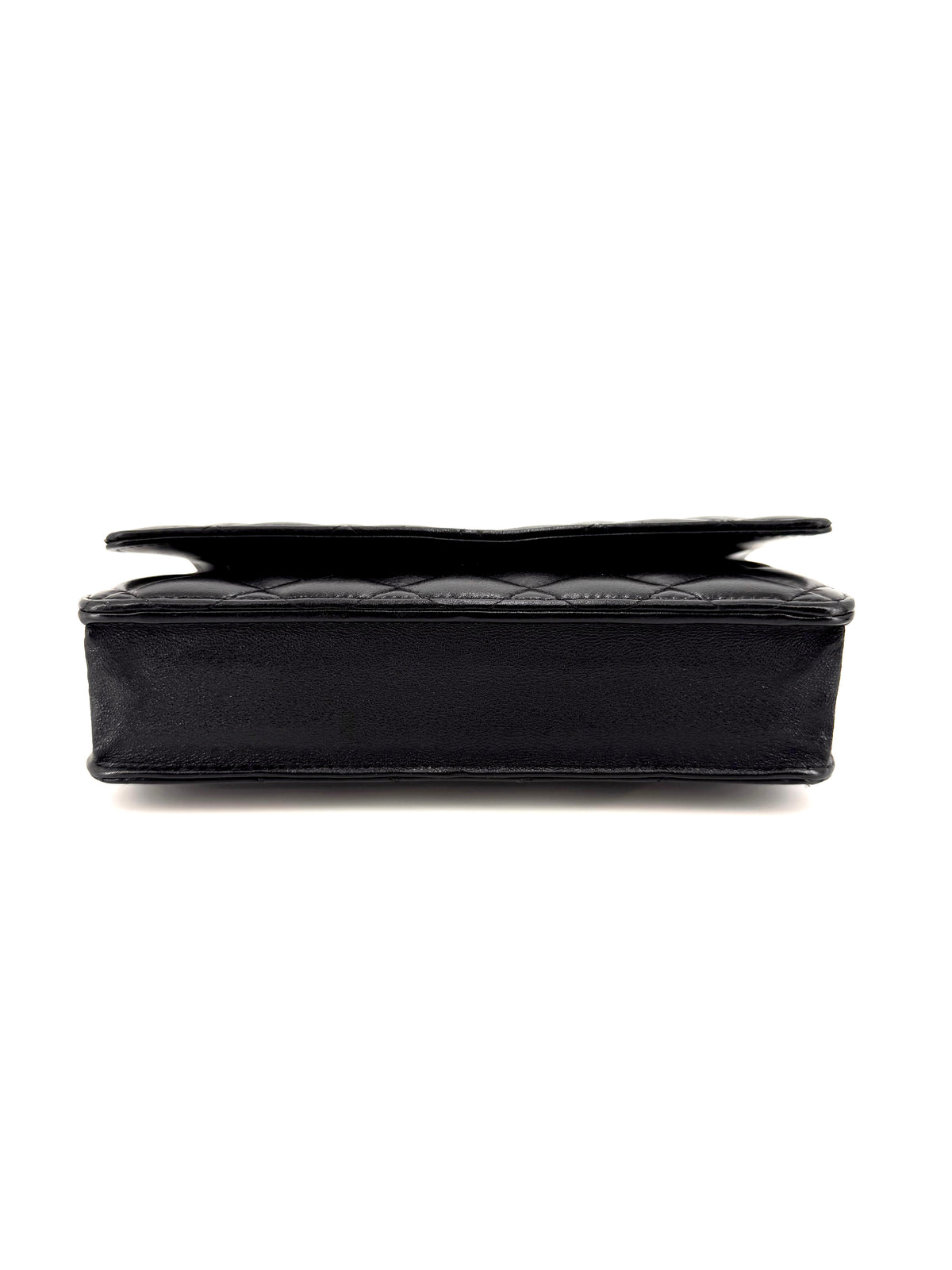 Pre-Owned Chanel Classic Wallet on Chain WOC Black Quilted Lambskin Leather Silver Hardware