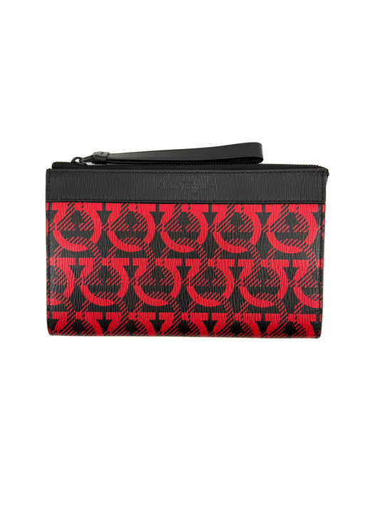 Ferragamo Gancini Red Leather Travel Document Holder Pouch