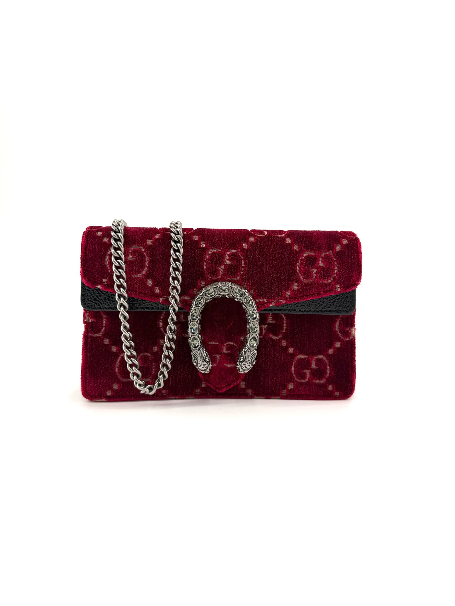 Gucci Crystal Dionysus Burgundy Velvet Crossbody Bag