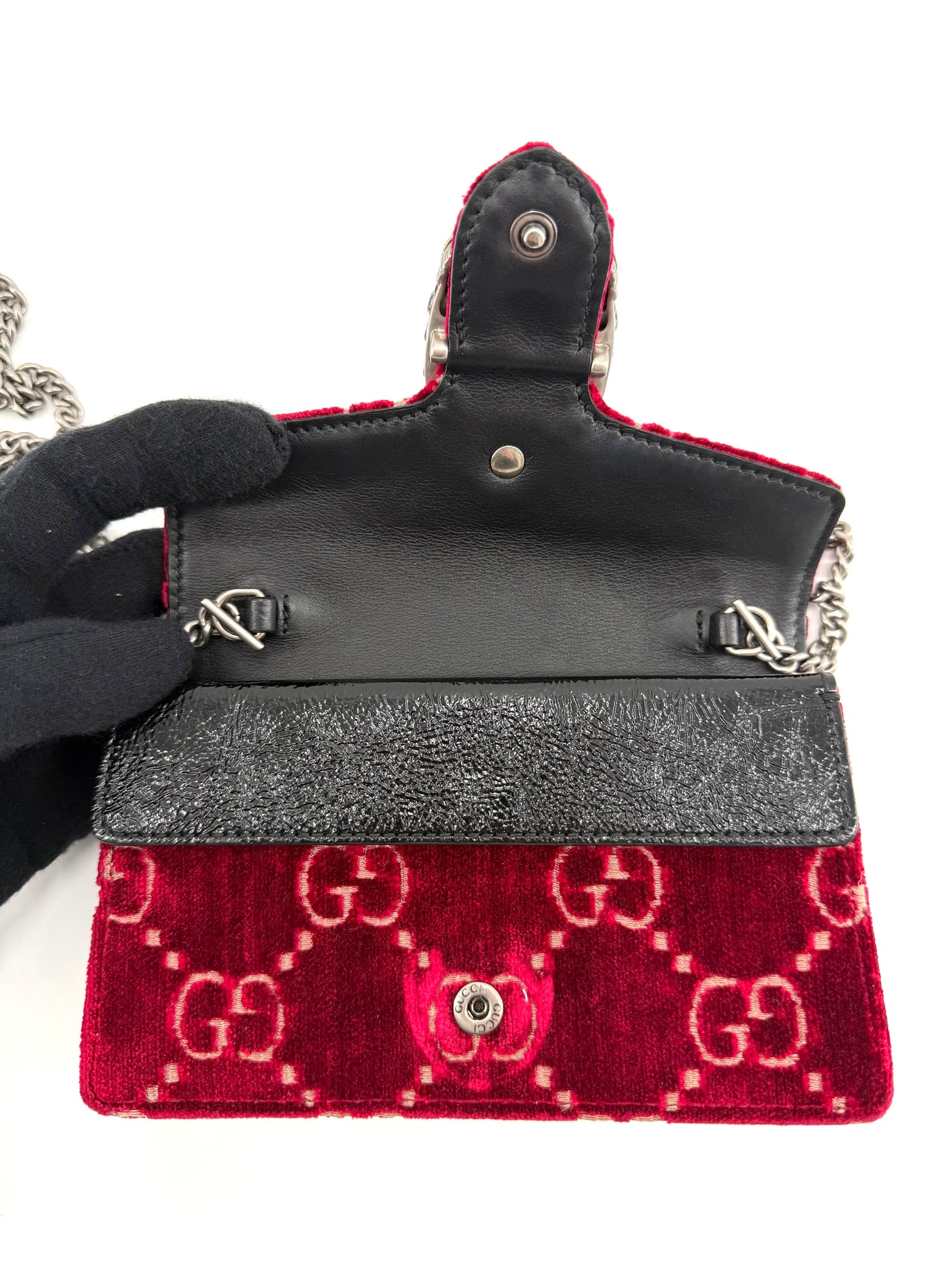 Gucci Crystal Dionysus Burgundy Velvet Crossbody Bag