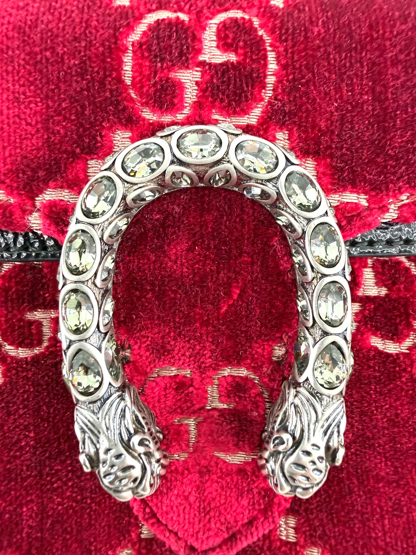 Gucci Crystal Dionysus Burgundy Velvet Crossbody Bag
