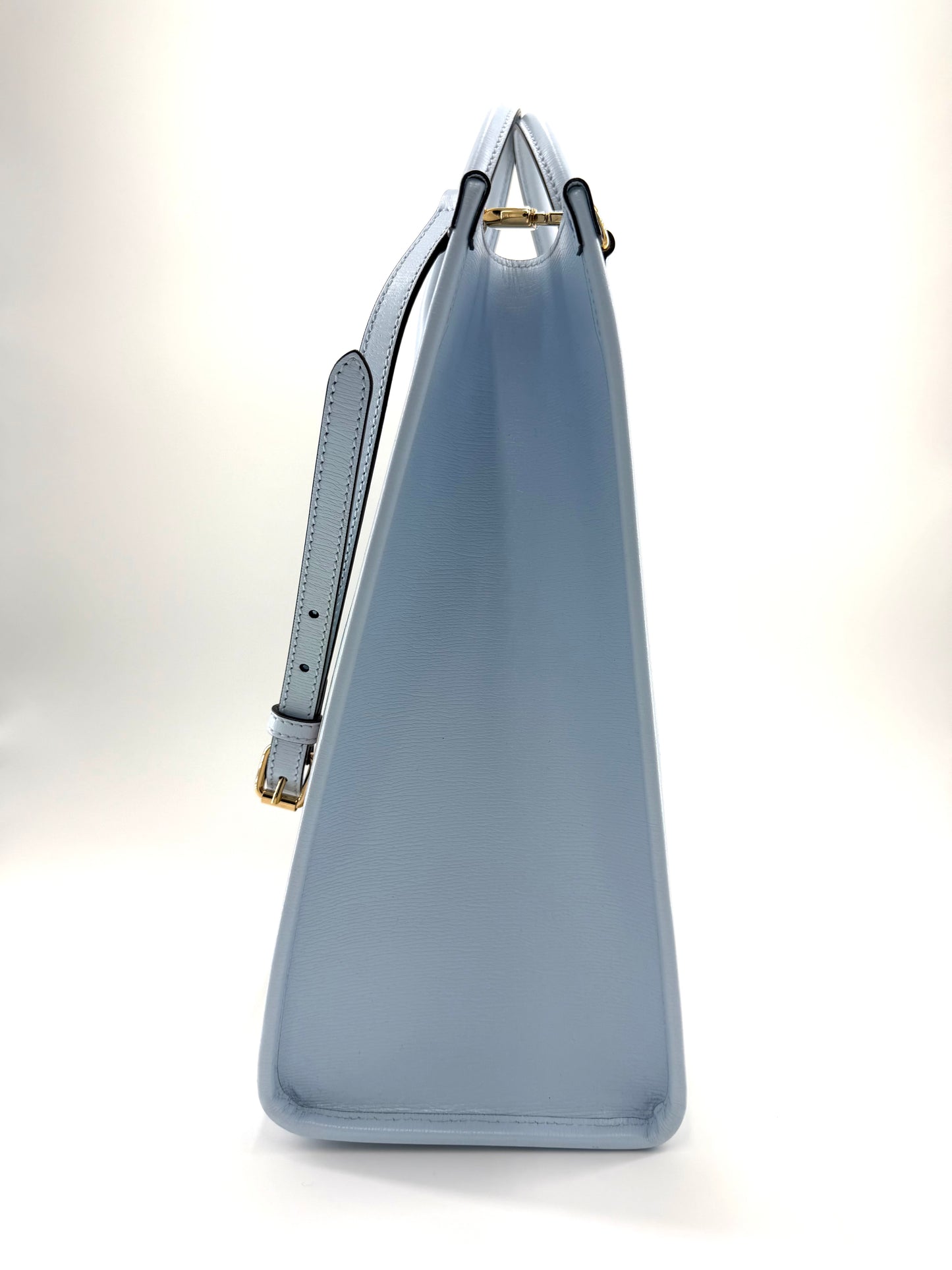 Gucci Tiger Blue Leather Canvas Tote Bag with Shoulder Strap