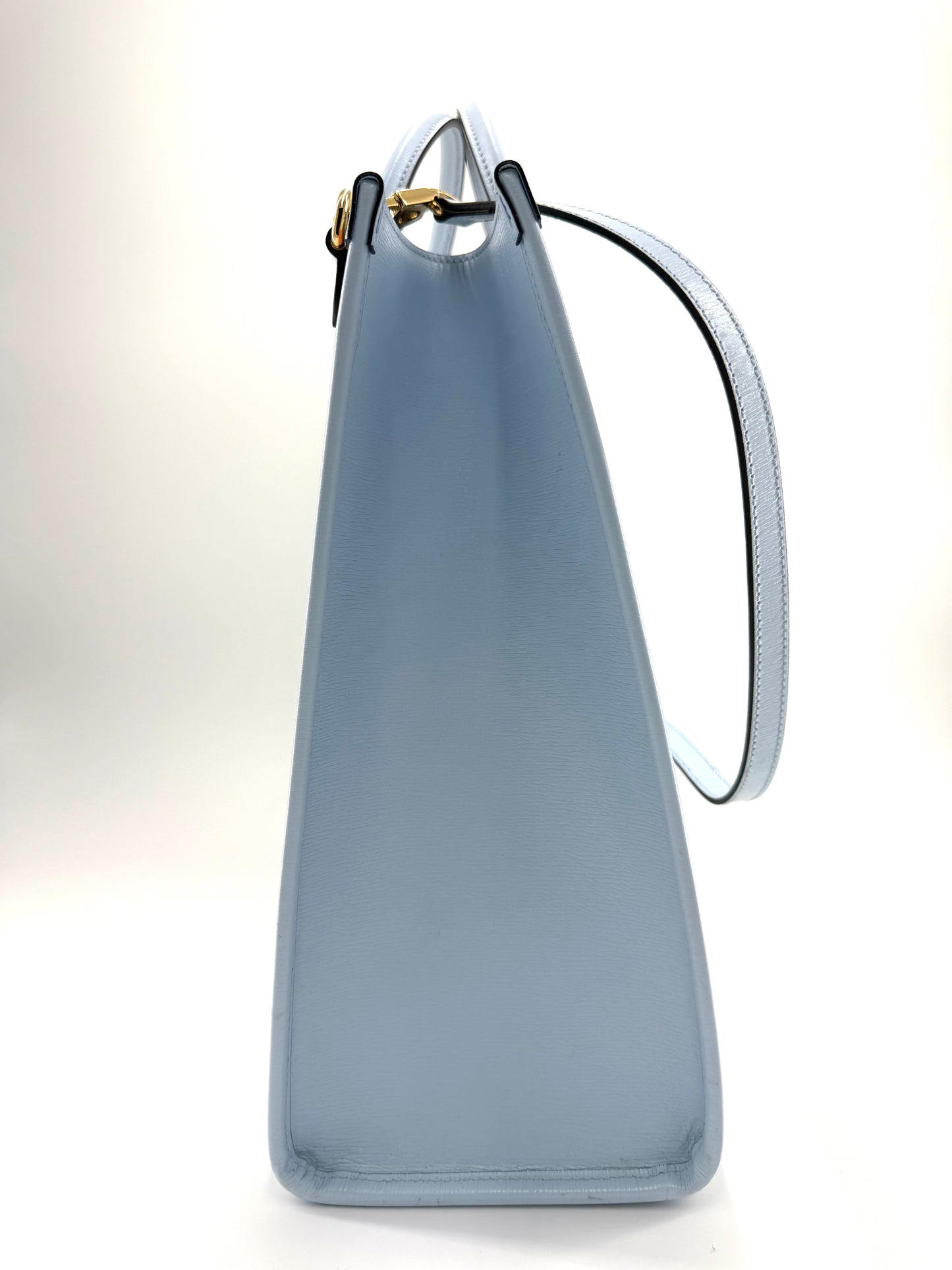 Gucci Tiger Blue Leather Canvas Tote Bag with Shoulder Strap