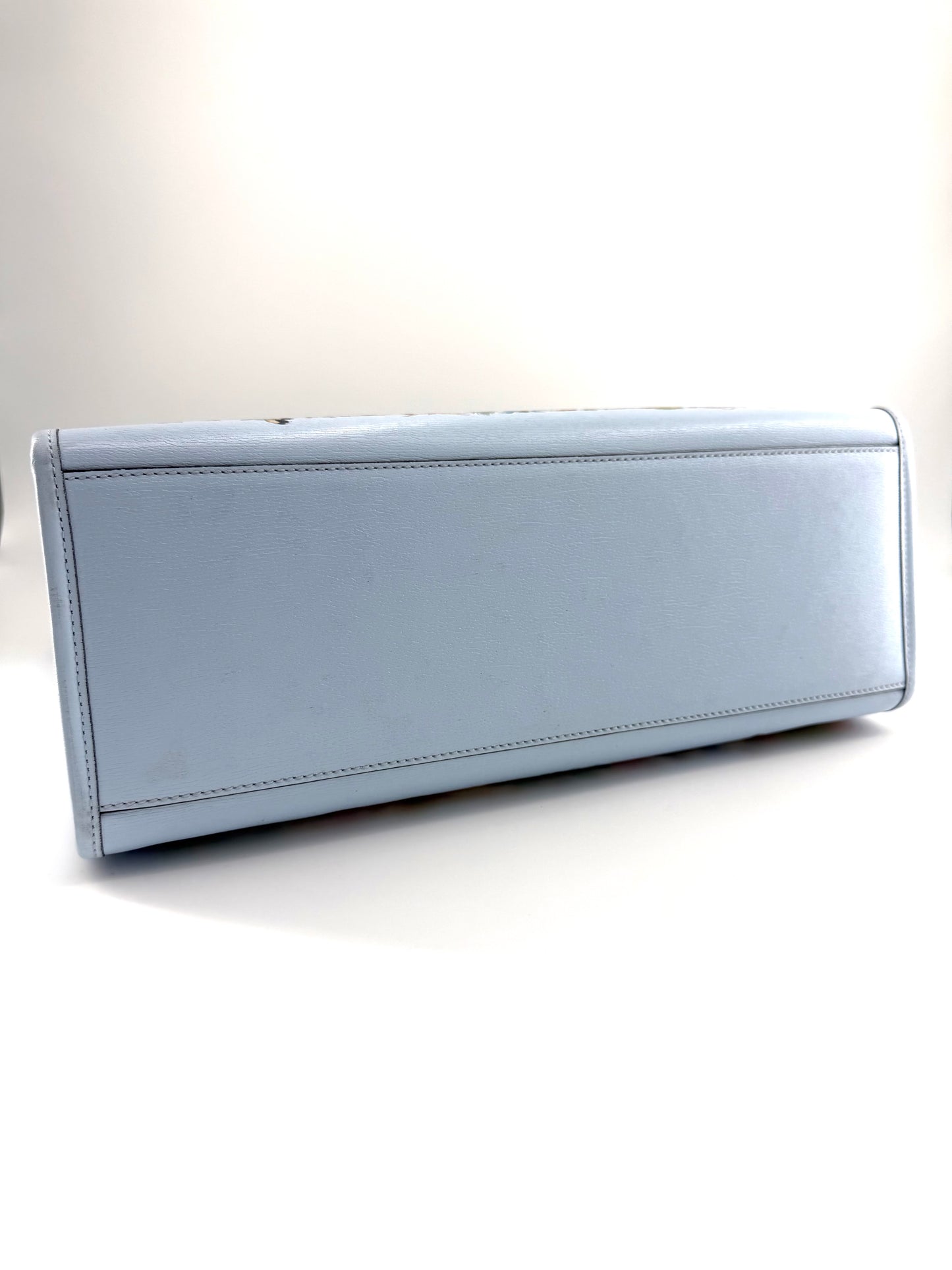 Gucci Tiger Blue Leather Canvas Tote Bag with Shoulder Strap