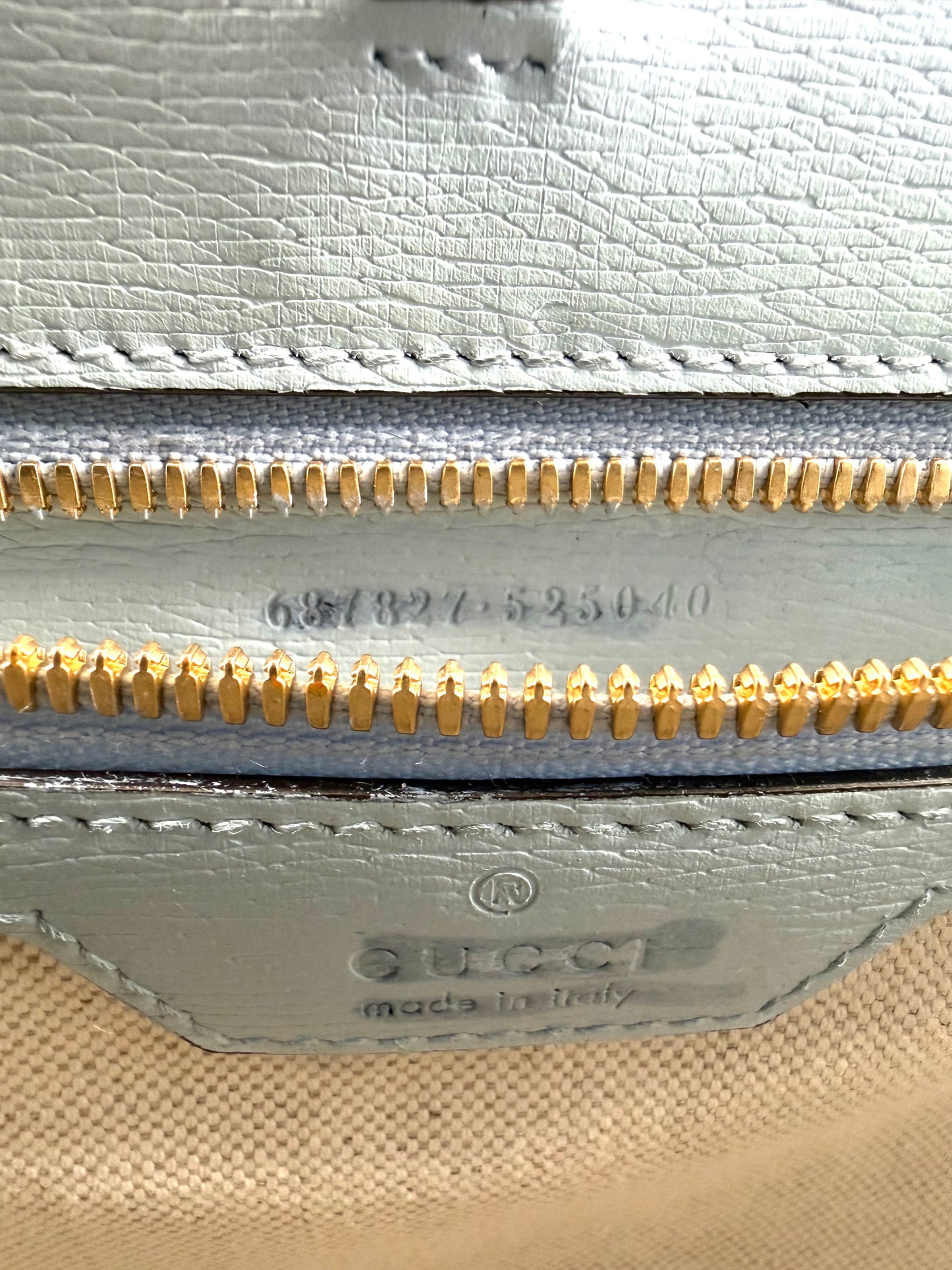 Gucci Tiger Blue Leather Canvas Tote Bag with Shoulder Strap