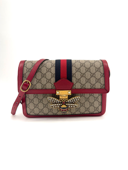 Gucci GG Supreme Queen Margaret Canvas Leather Shoulder Bag
