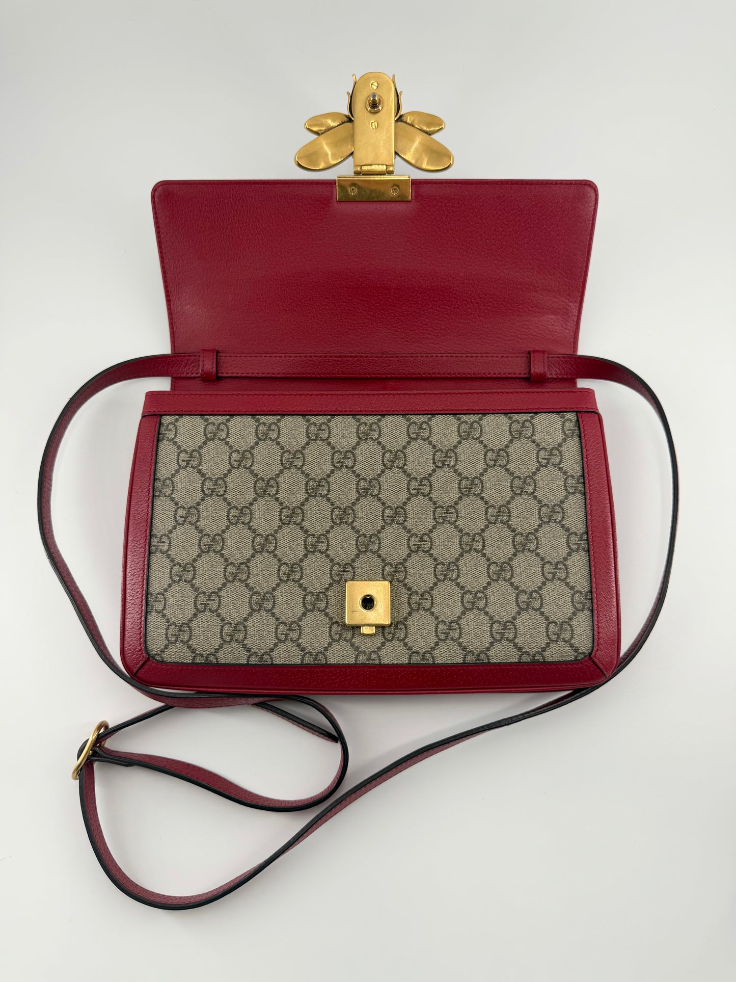 Gucci GG Supreme Queen Margaret Canvas Leather Shoulder Bag