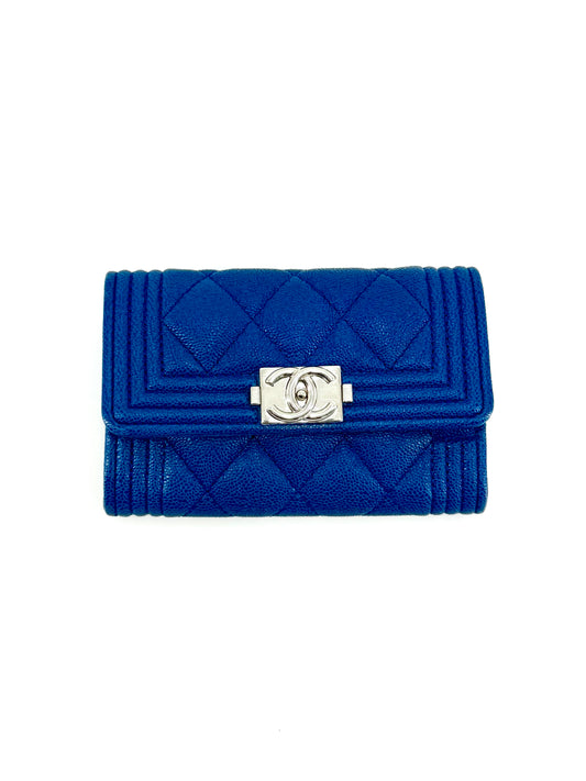 Pre-Owned Chanel Caviar Leather Boy Card Holder