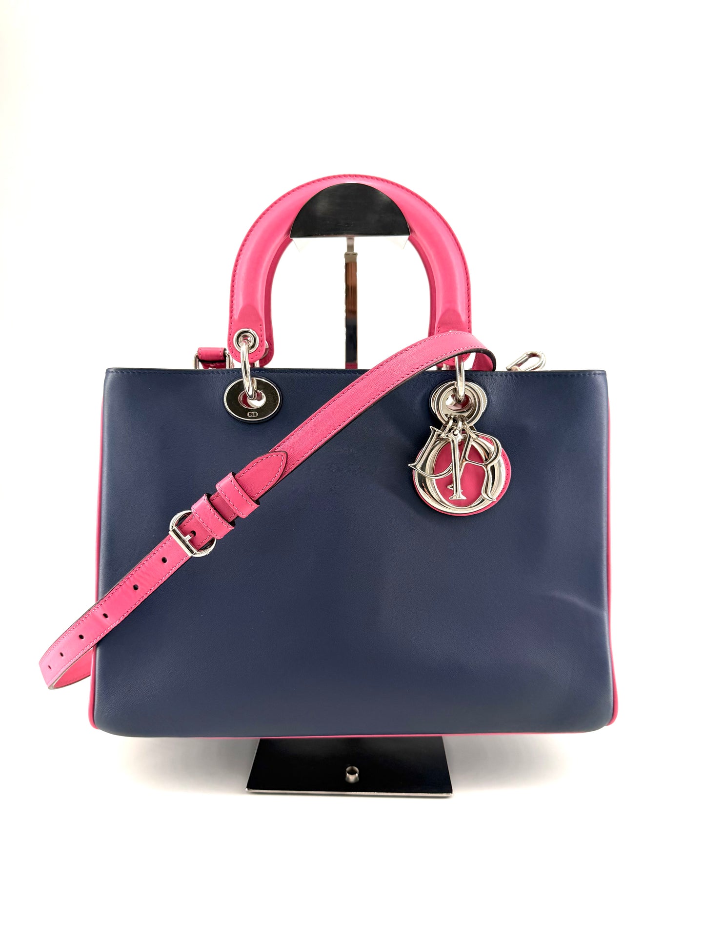 Christian Dior Diorissimo Tri-color Calfskin Medium Crossbody Tote