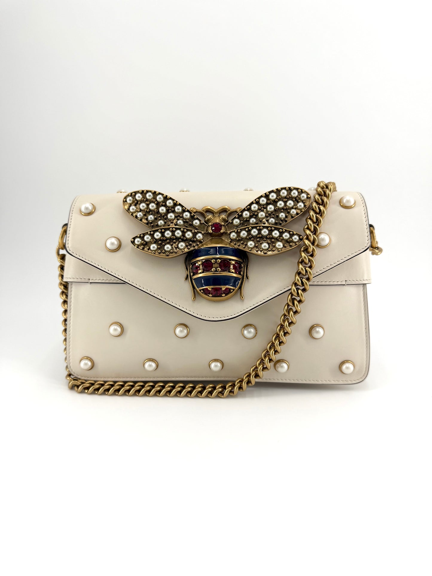 Gucci Broadway Pearl Bee Leather Crossbody bag