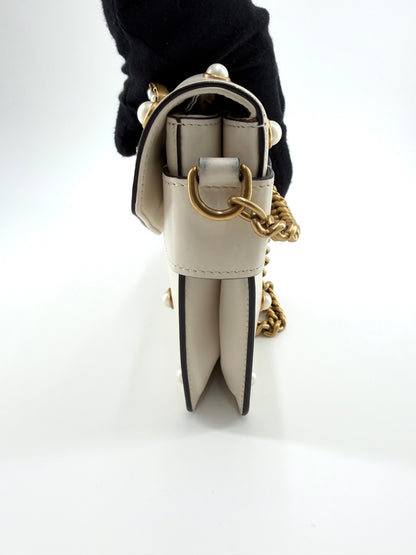 Gucci Broadway Pearl Bee Leather Crossbody bag