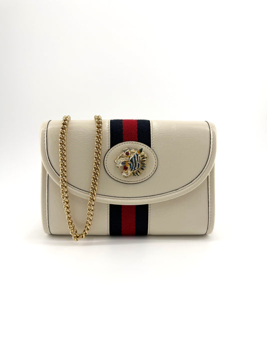 Gucci Rajah Tiger Leather Clutch Crossbody Mini Bag