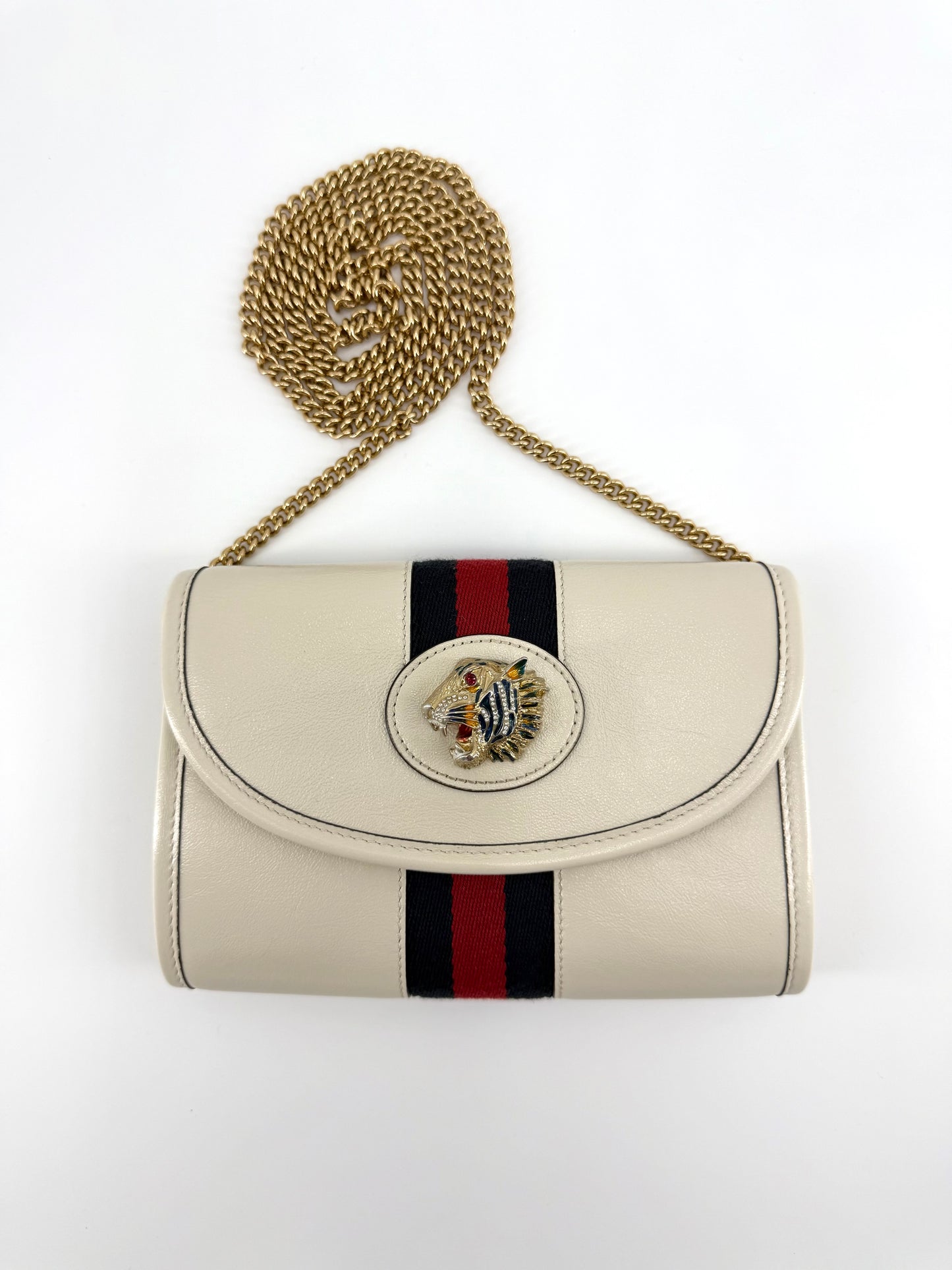 Gucci Rajah Tiger Leather Clutch Crossbody Mini Bag