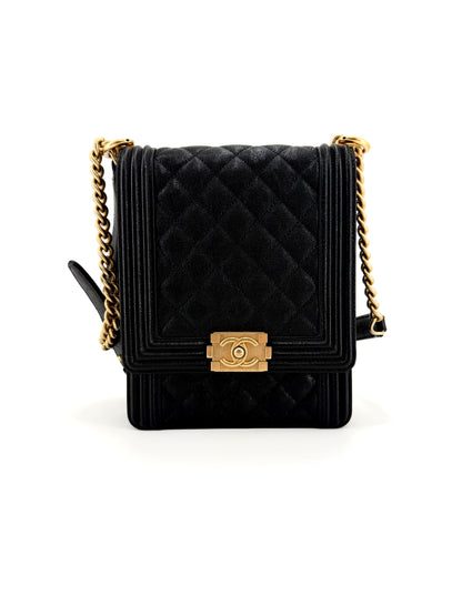 Pre-owned Chanel North South Caviar Leather Boy Crossbody Bag