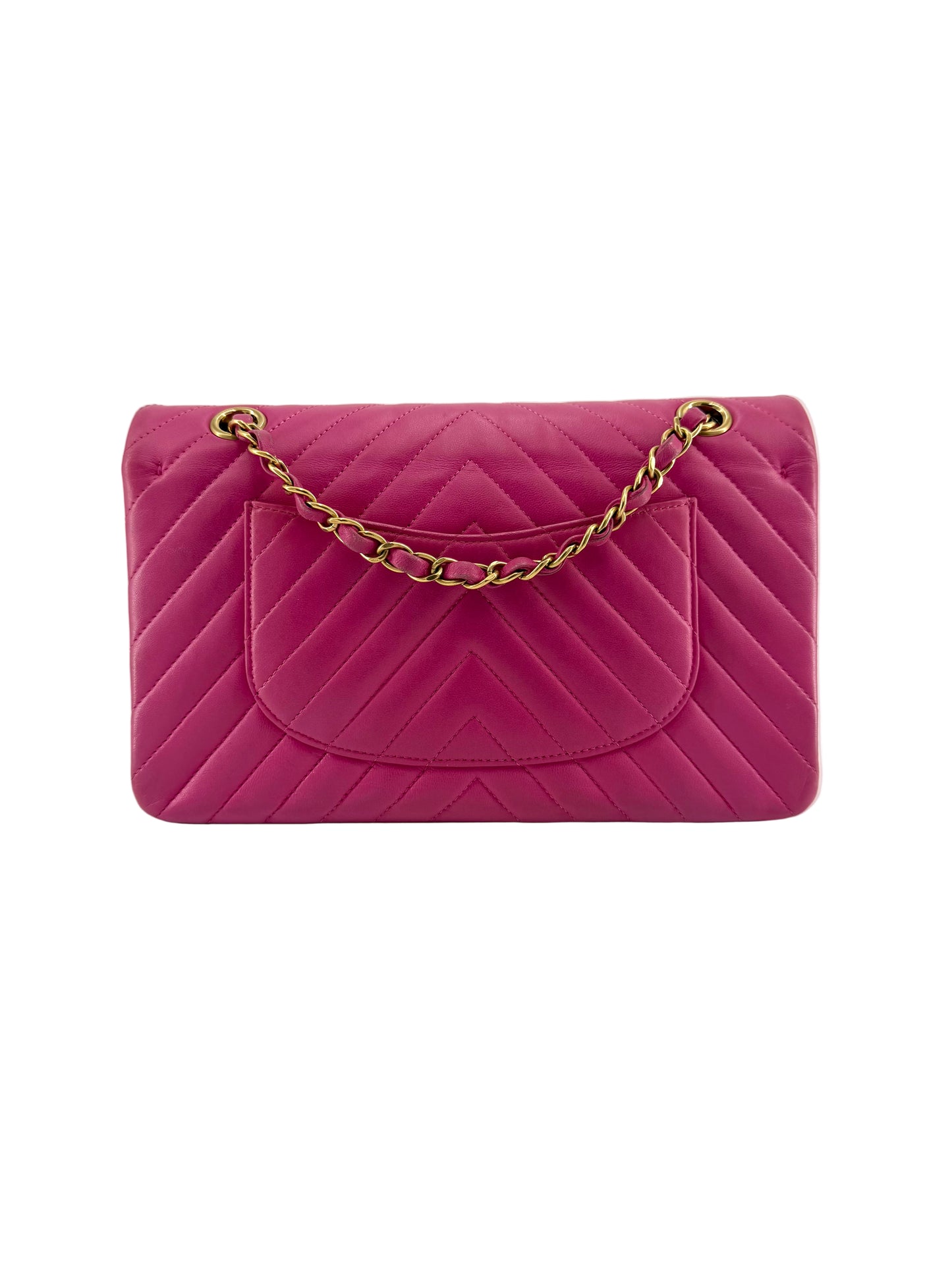 Channel Double Flap Chevron Lambskin Medium Shoulder Bag