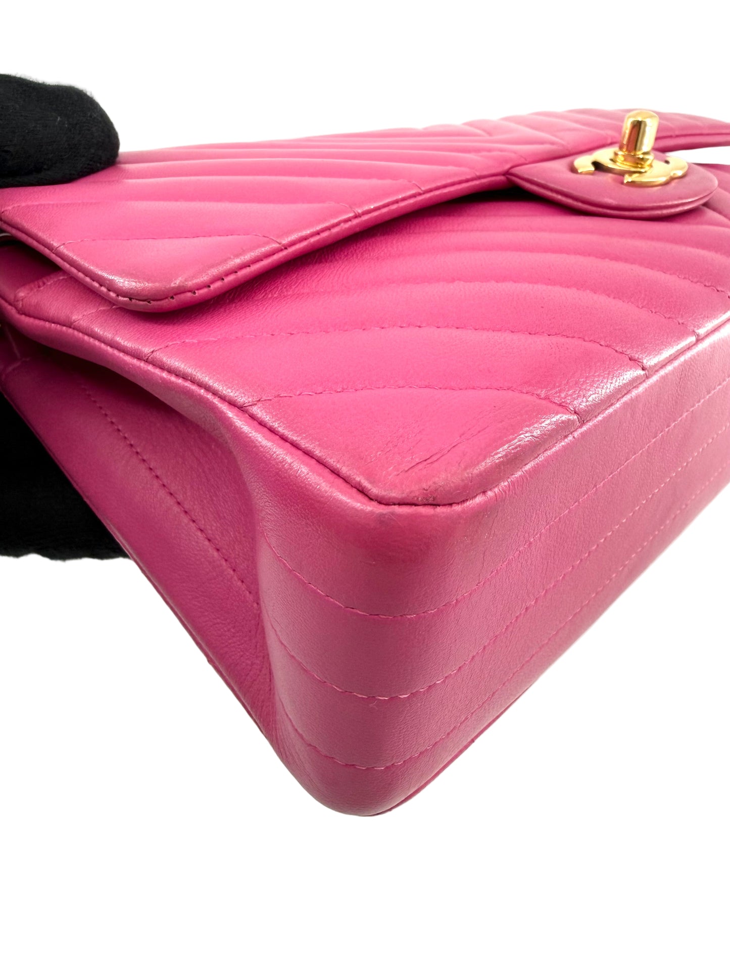 Channel Double Flap Chevron Lambskin Medium Shoulder Bag