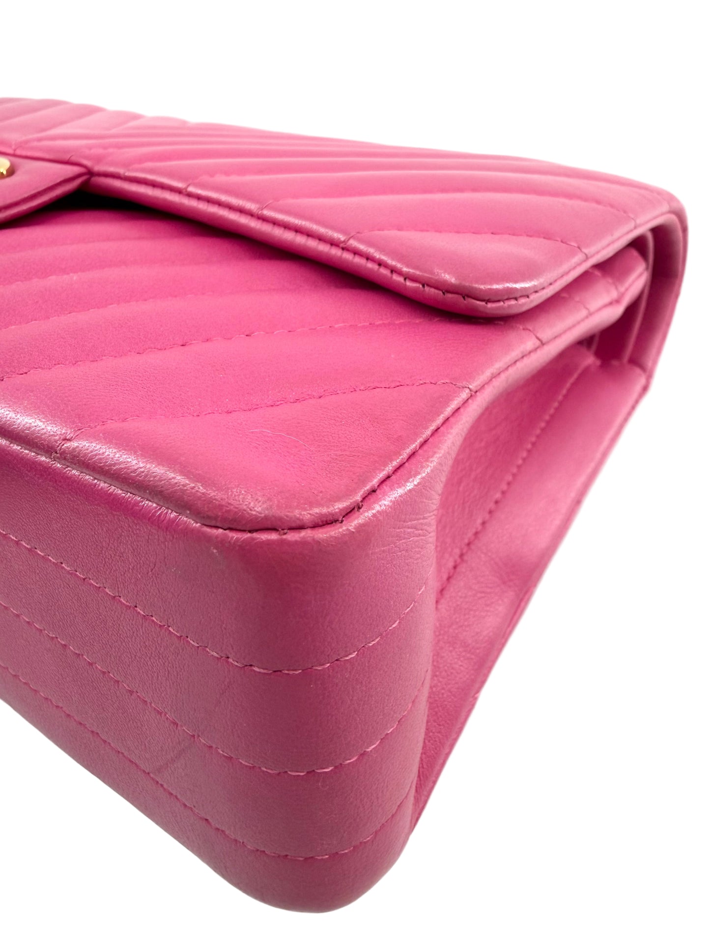 Channel Double Flap Chevron Lambskin Medium Shoulder Bag