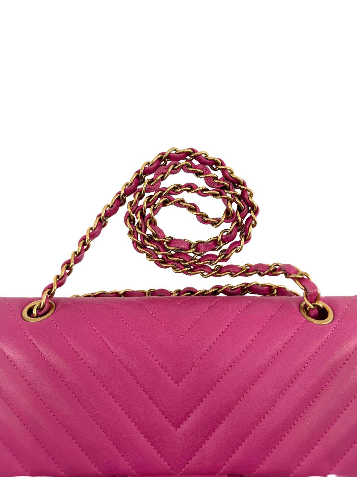 Channel Double Flap Chevron Lambskin Medium Shoulder Bag