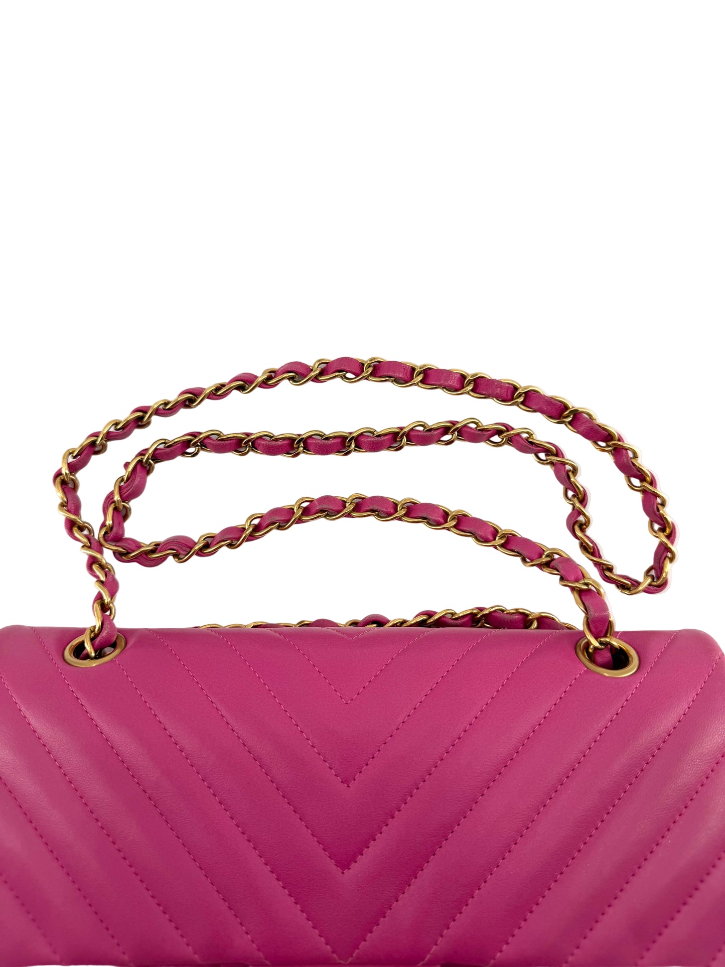 Channel Double Flap Chevron Lambskin Medium Shoulder Bag