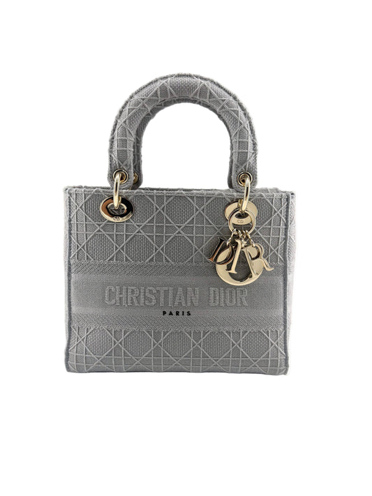 Pre-Owned Christian Dior Lady Gray D-lite Crossbody Bag