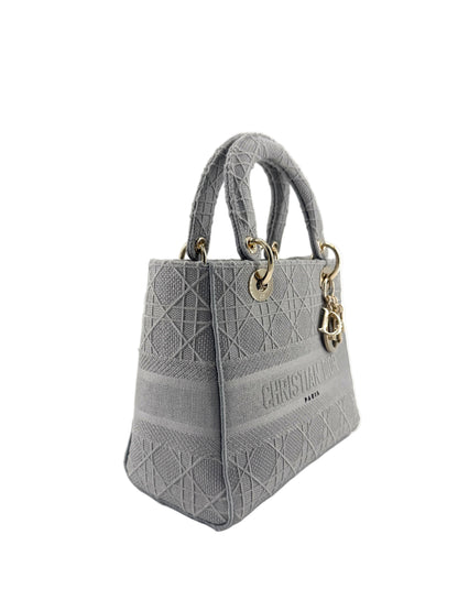 Pre-Owned Christian Dior Lady Gray D-lite Crossbody Bag