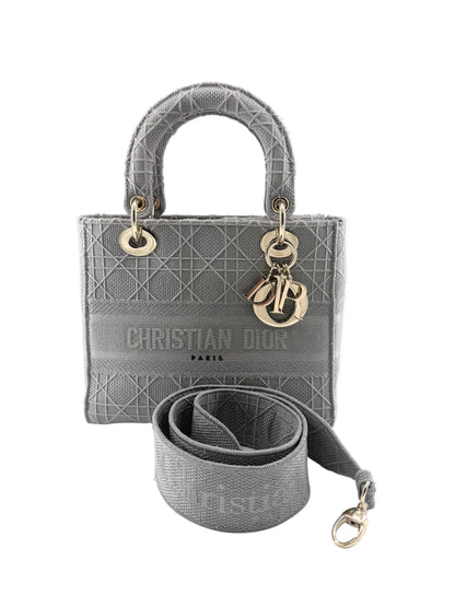 Pre-Owned Christian Dior Lady Gray D-lite Crossbody Bag