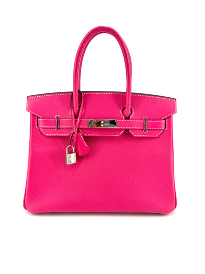 Pre-Owned Hermes Birkin 30 Epsom Rose Tyrien with Palladium Hardware