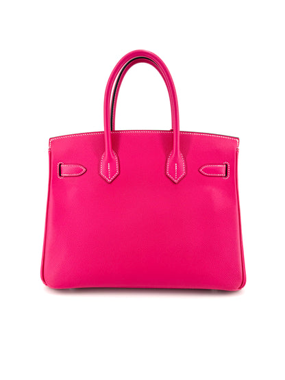 Pre-Owned Hermes Birkin 30 Epsom Rose Tyrien with Palladium Hardware