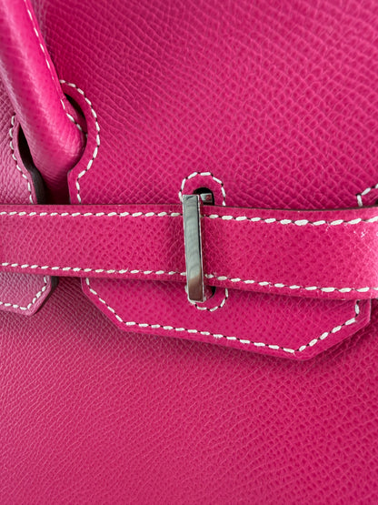 Pre-Owned Hermes Birkin 30 Epsom Rose Tyrien with Palladium Hardware