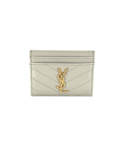 Pre-Owned Saint Laurent Grain De Poudre Matelasse Chevron Cream Wallet