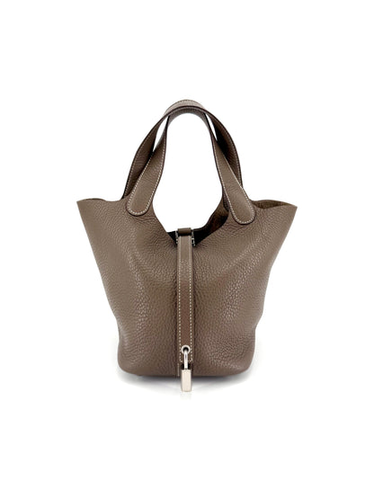 Pre-Owned Hermes Picotin 18 Etoupe Clemence Top Handle Bag