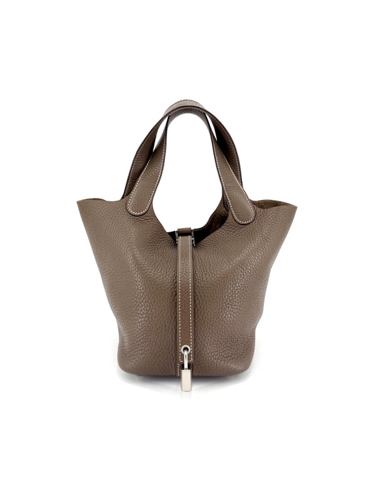 Pre-Owned Hermes Picotin 18 Etoupe Clemence Top Handle Bag