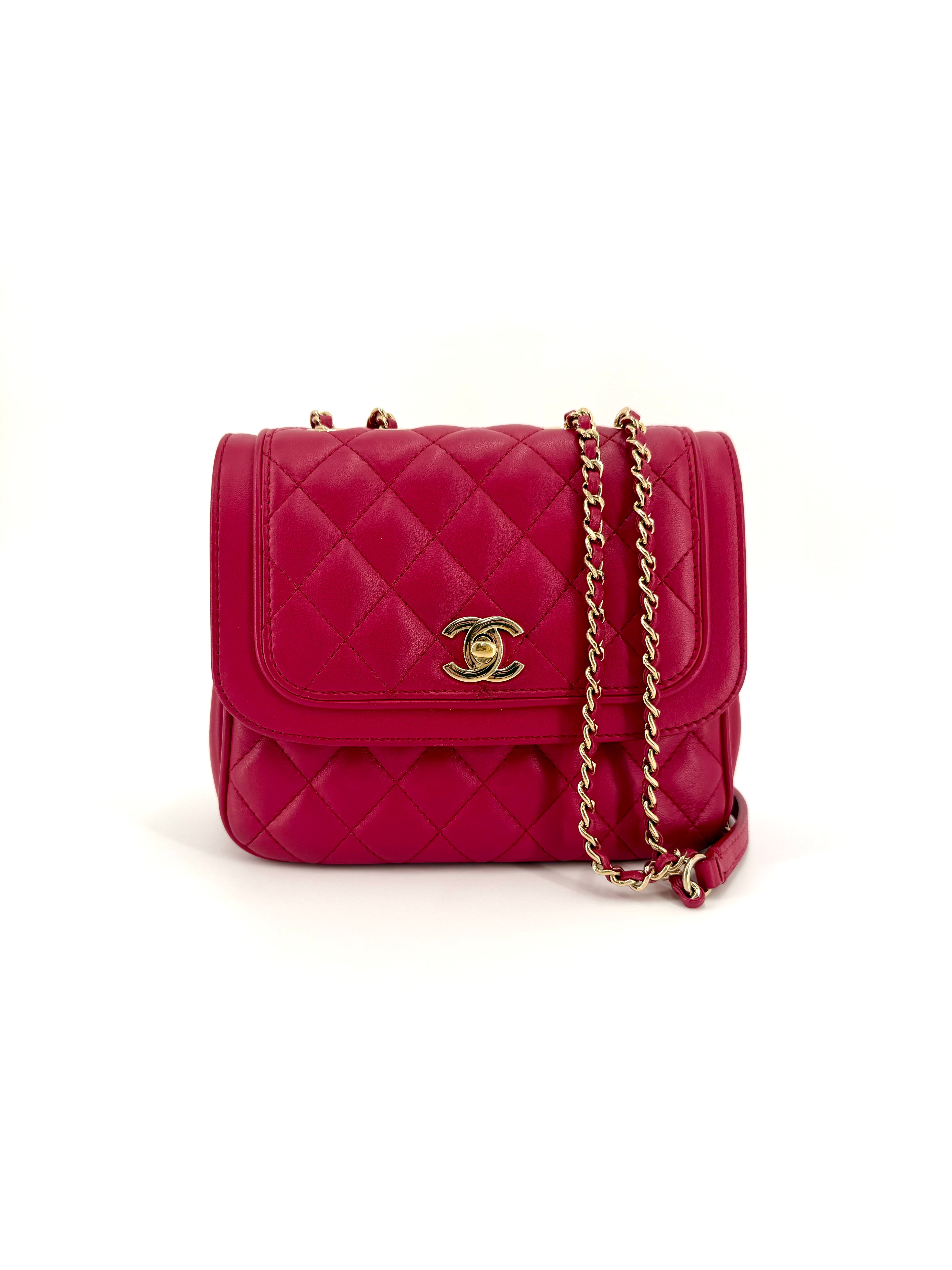 Pre-Owned Chanel Lovely Day Quilted Pink Square Small Flap Crossbody Bag