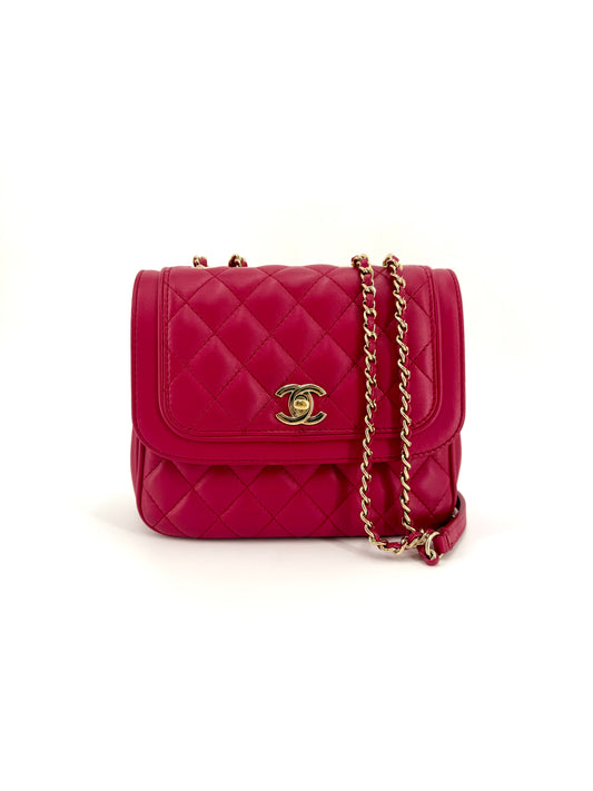 Pre-Owned Chanel Lovely Day Quilted Pink Square Small Flap Crossbody Bag