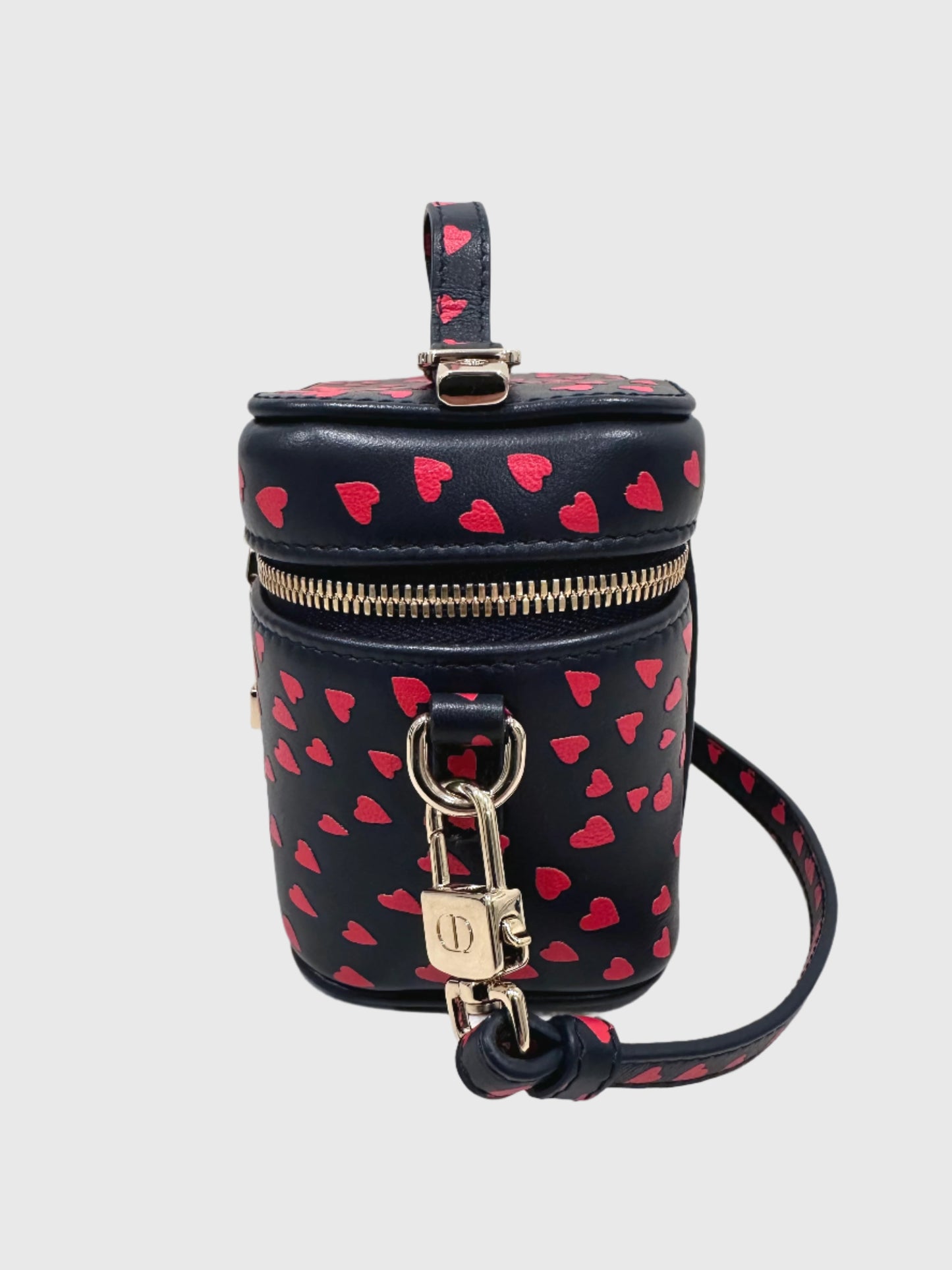 Christian Dior Lady Dior Micro Vanity Heart Pattern Navy Red Crossbody Bag