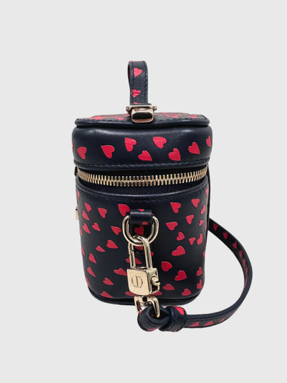 Christian Dior Lady Dior Micro Vanity Heart Pattern Navy Red Crossbody Bag