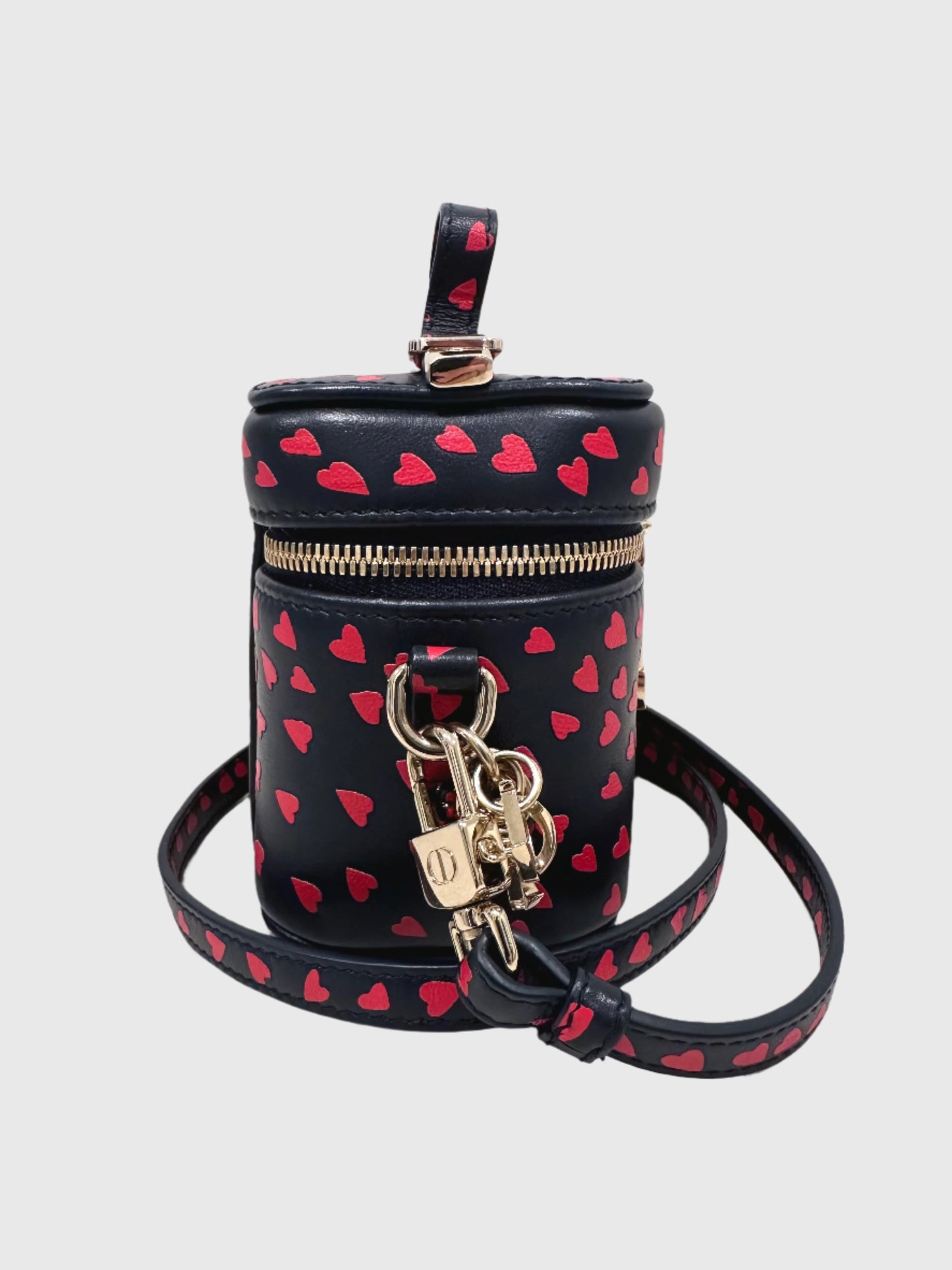 Christian Dior Lady Dior Micro Vanity Heart Pattern Navy Red Crossbody Bag