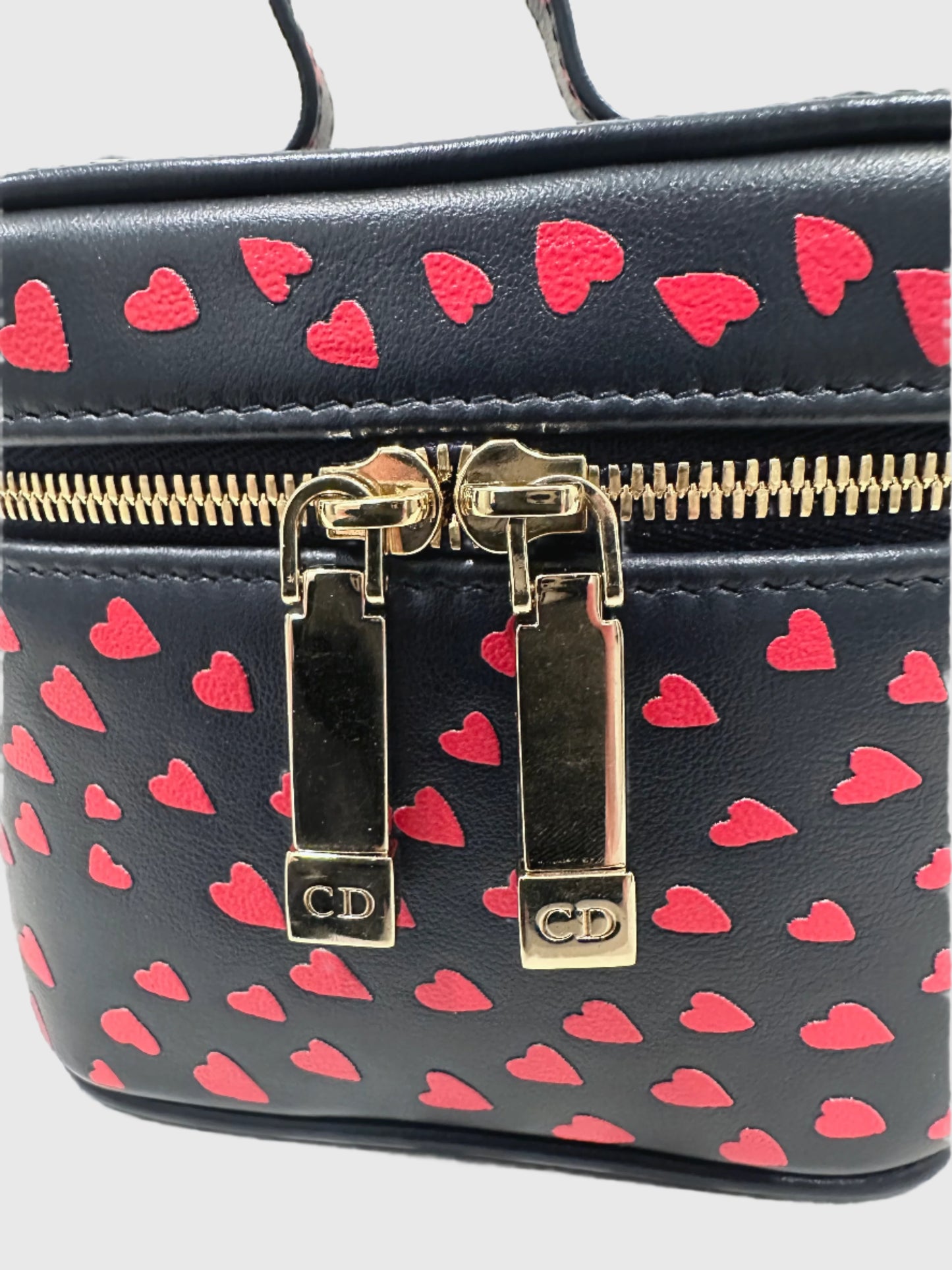 Christian Dior Lady Dior Micro Vanity Heart Pattern Navy Red Crossbody Bag