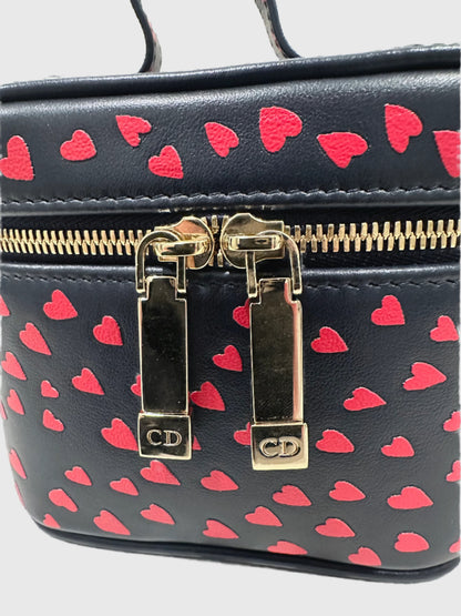 Christian Dior Lady Dior Micro Vanity Heart Pattern Navy Red Crossbody Bag