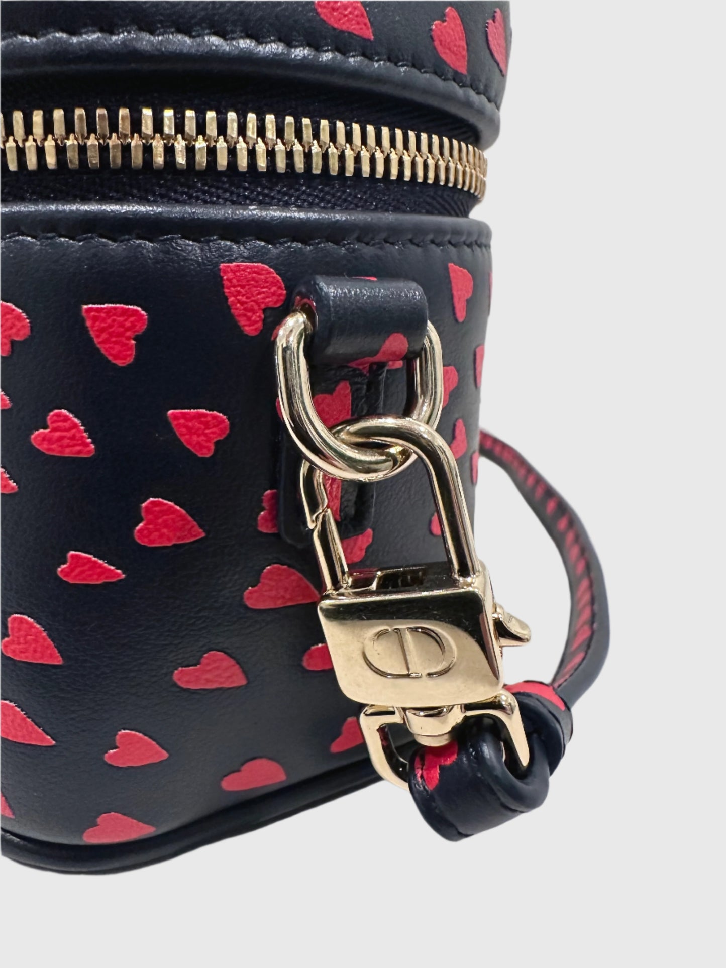 Christian Dior Lady Dior Micro Vanity Heart Pattern Navy Red Crossbody Bag