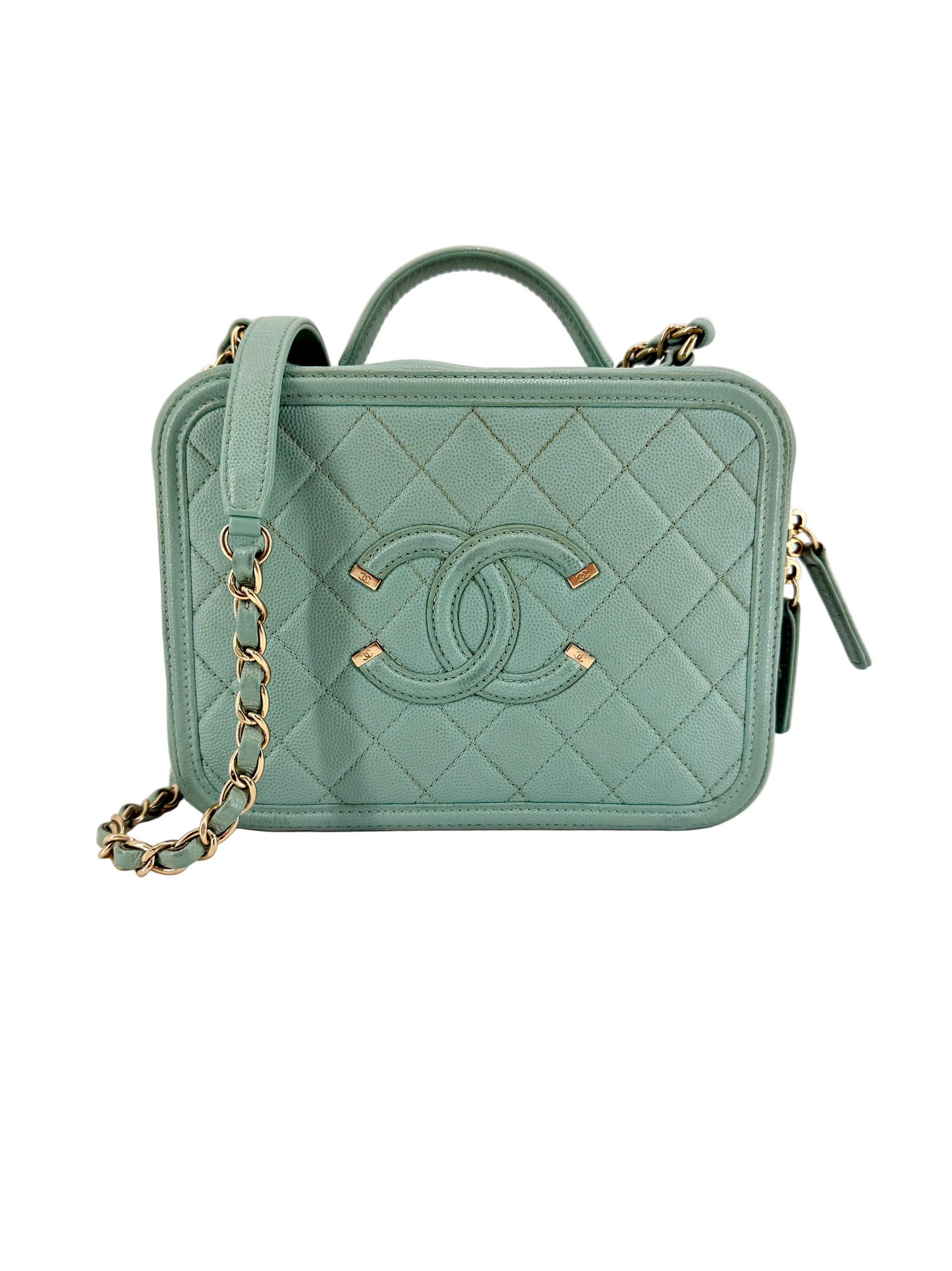 Pre-Owned Filigree Vanity Quilted Caviar Leather Crossbody Bag