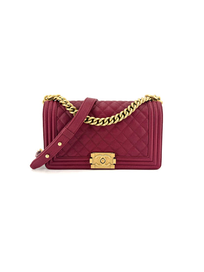 Pre-Owned Chanel Boy Quilted Caviar Leather Medium Crossbody Bag