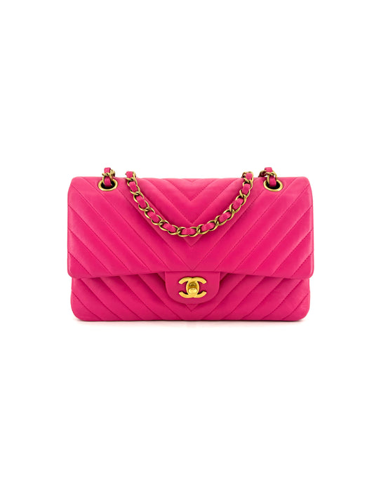 Pre-Owned Chanel Double Flap Chevron Lambskin Shoulder Bag