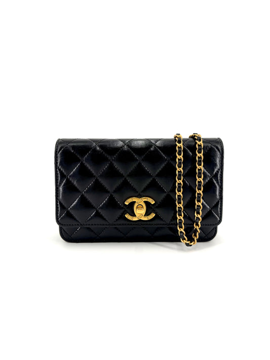 Pre-Owned Chanel Lambskin with Floral Interior Twist lock (WOC) Wallet on Chain
