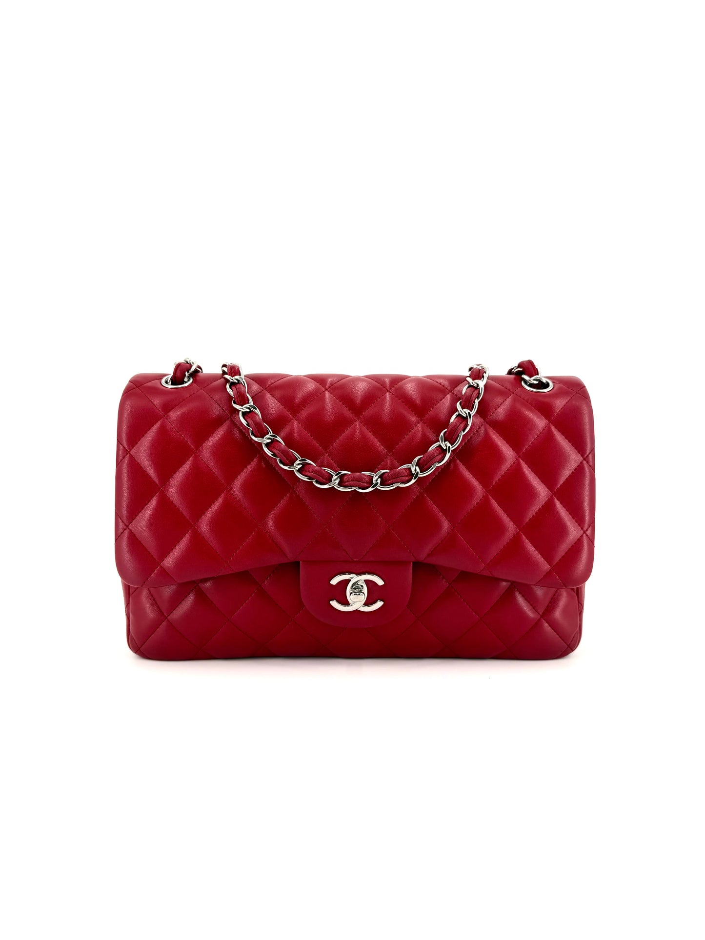 Pre-Owned Chanel Jumbo Double Flap Quilted Lambskin Shoulder Bag