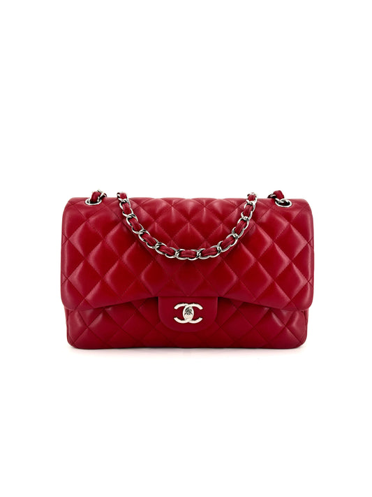 Pre-Owned Chanel Jumbo Double Flap Quilted Lambskin Shoulder Bag