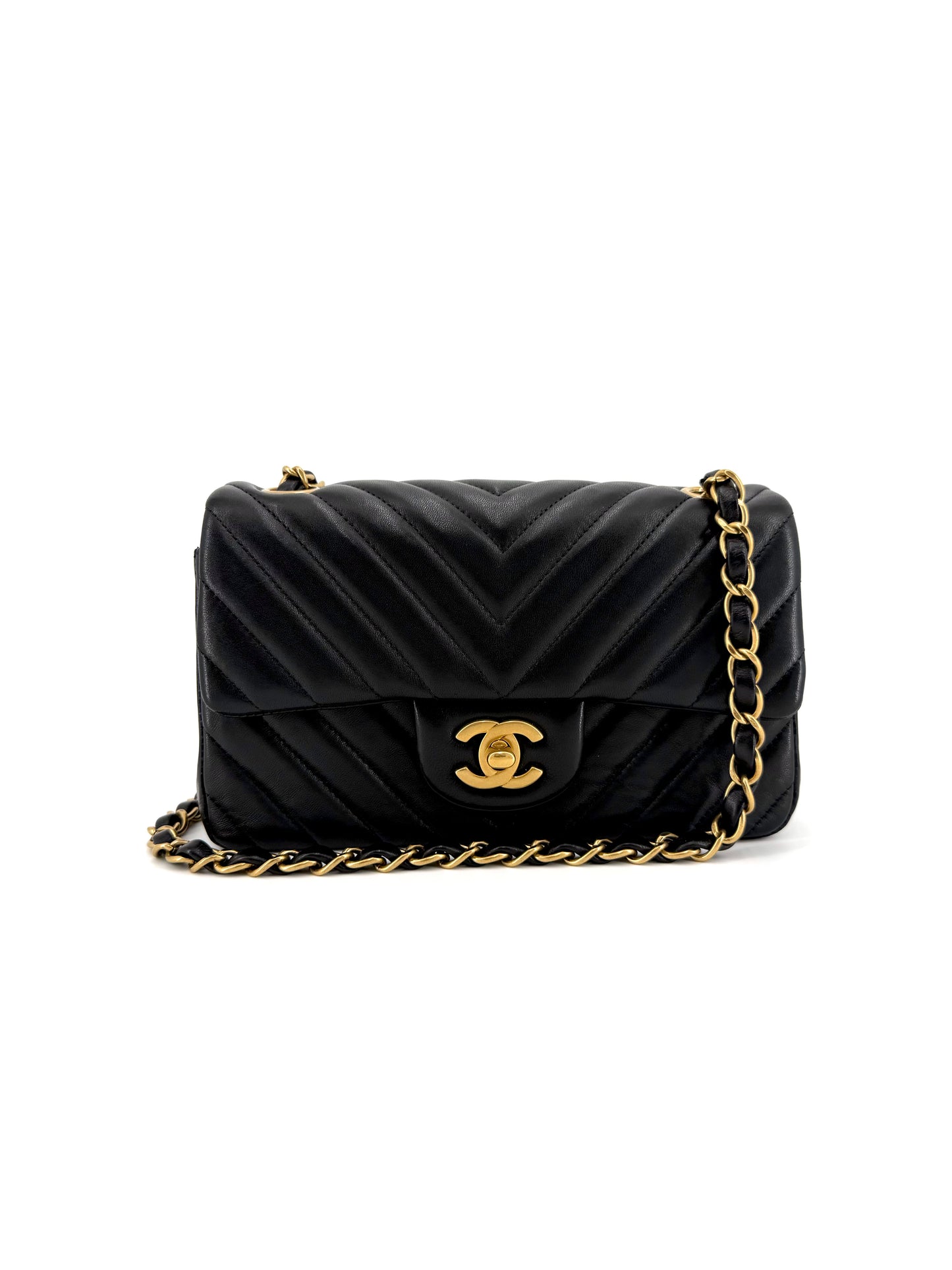 Pre-Owned Chanel Mini Classic Flap Chevron Crossbody Bag