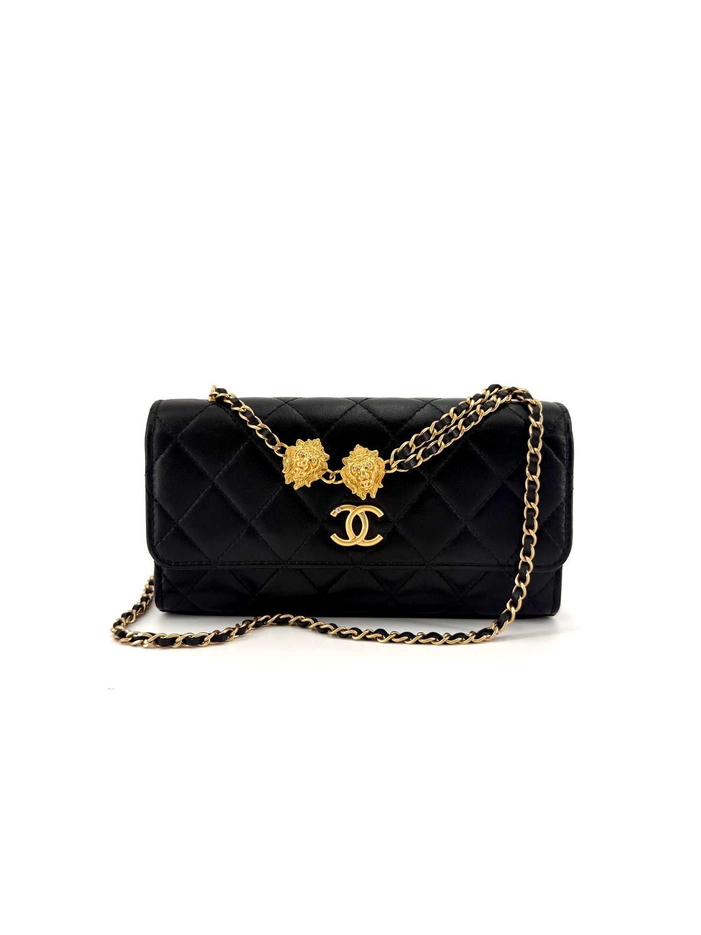 Pre-Owned Lion Motif East-West Lambskin (WOC) Wallet on Chain